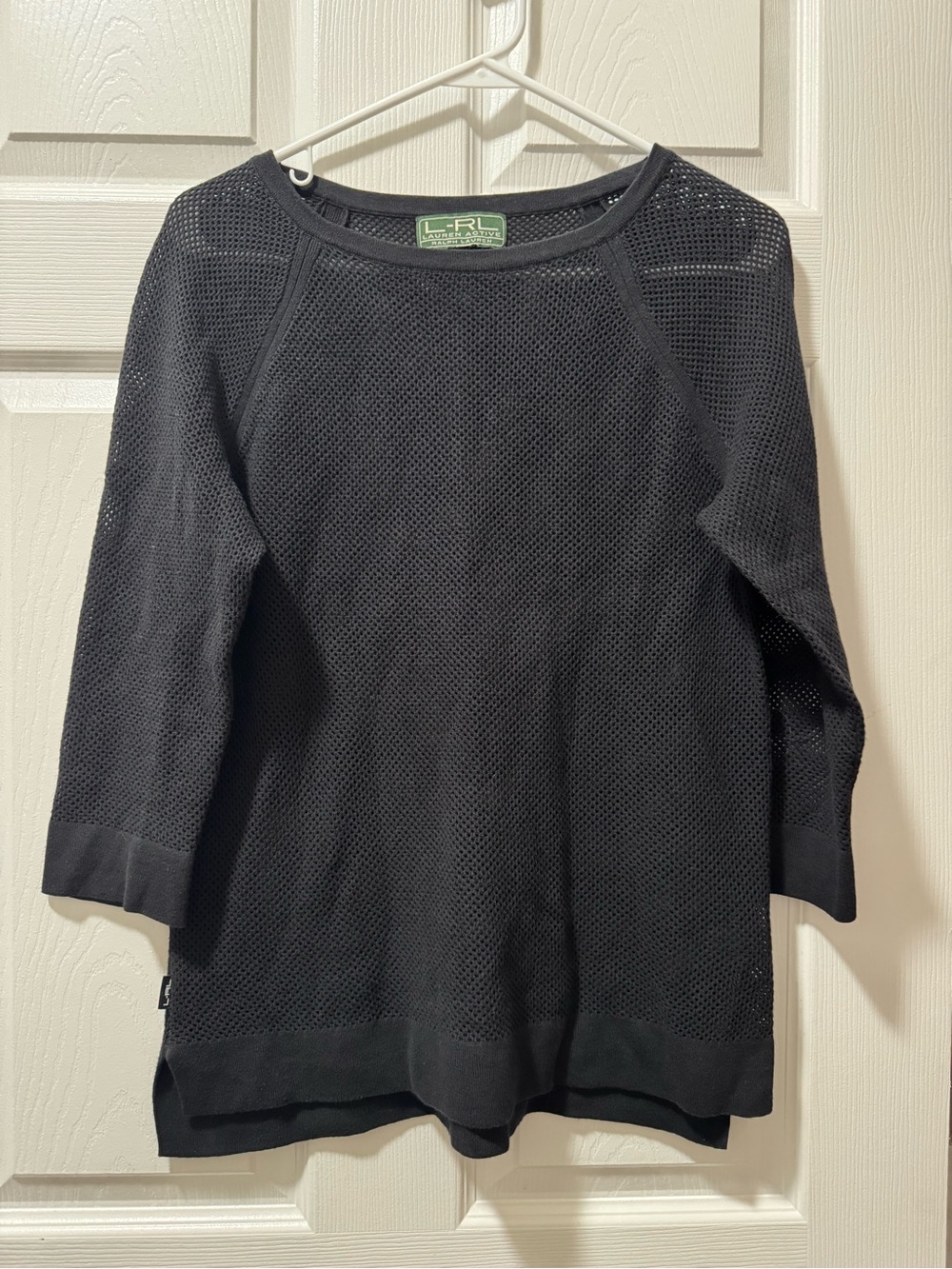 Ralph Lauren Black Open-Weave Crewneck Sweater